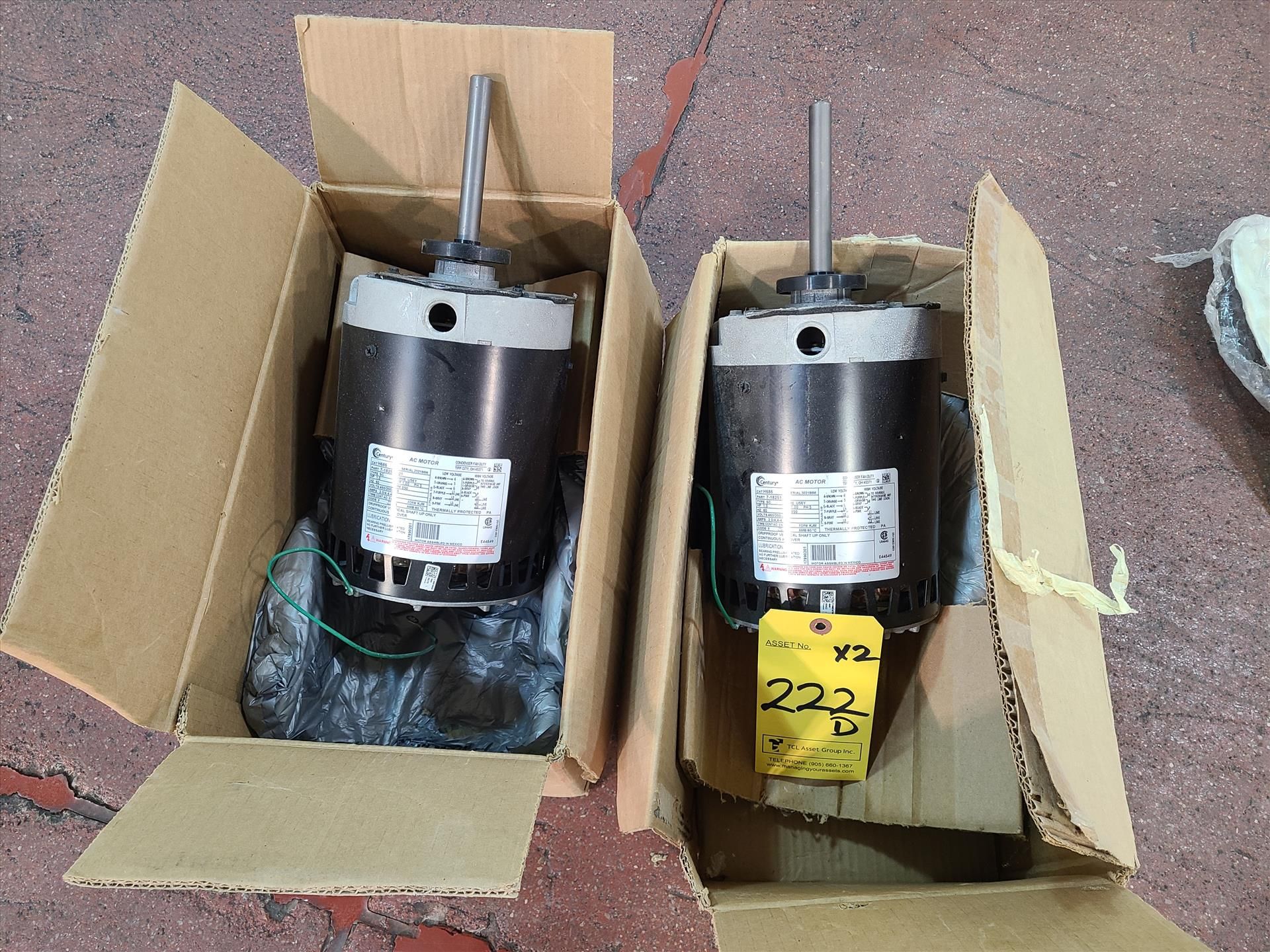 (2) Century AC Motors, 1 hp, 3 phase, 460 volts [Shipping/Receiving]