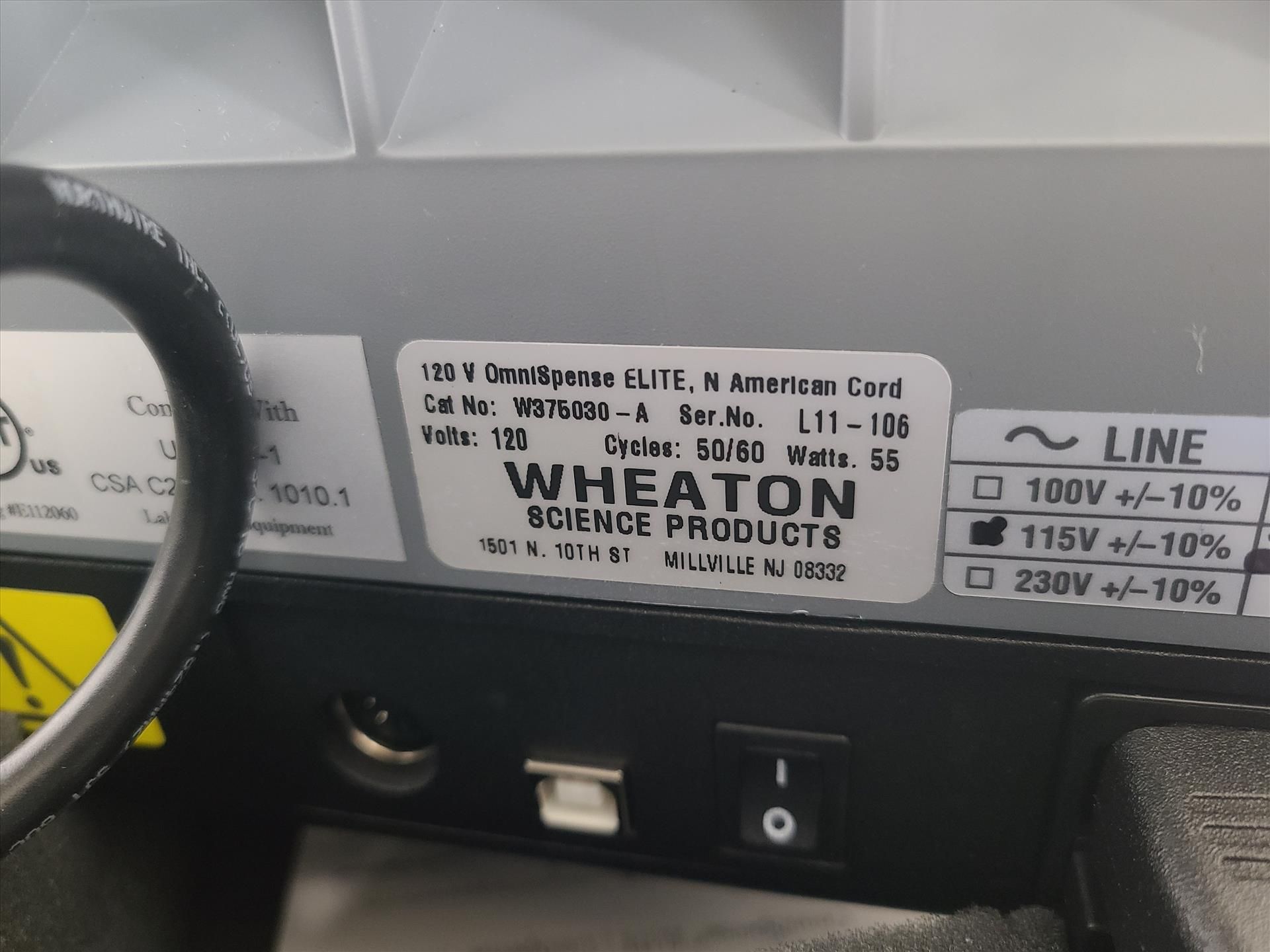 Wheaton vacuum pump, mod. Omnispense Elite W375030-A, ser. no. L11-106 - Image 3 of 4