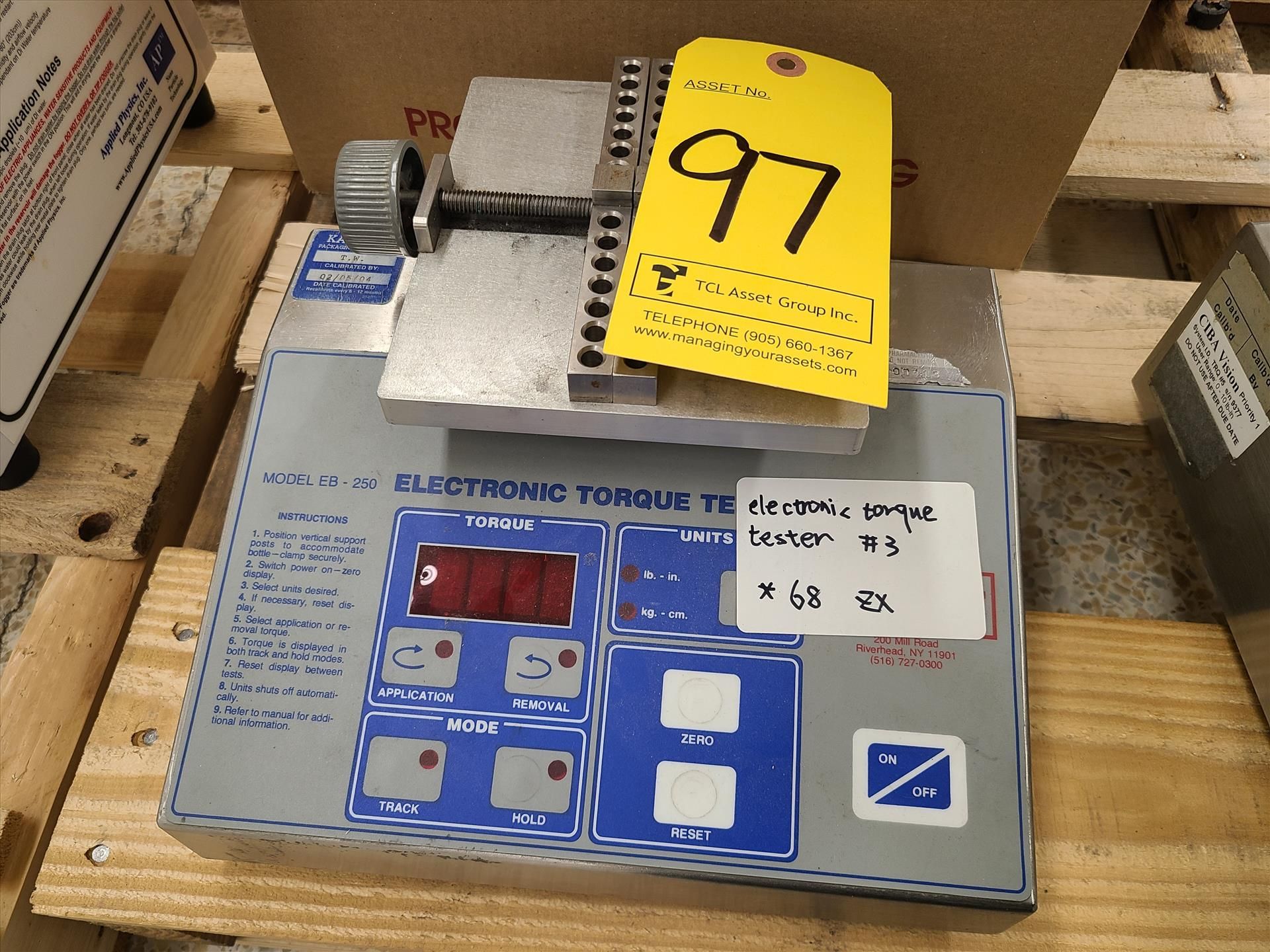 Kaps-all capper electronic torque tester, mod. EB 250, ser. no. 2508838