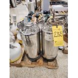 (2) Pall pressure vessels, 5 gal., stainless steel