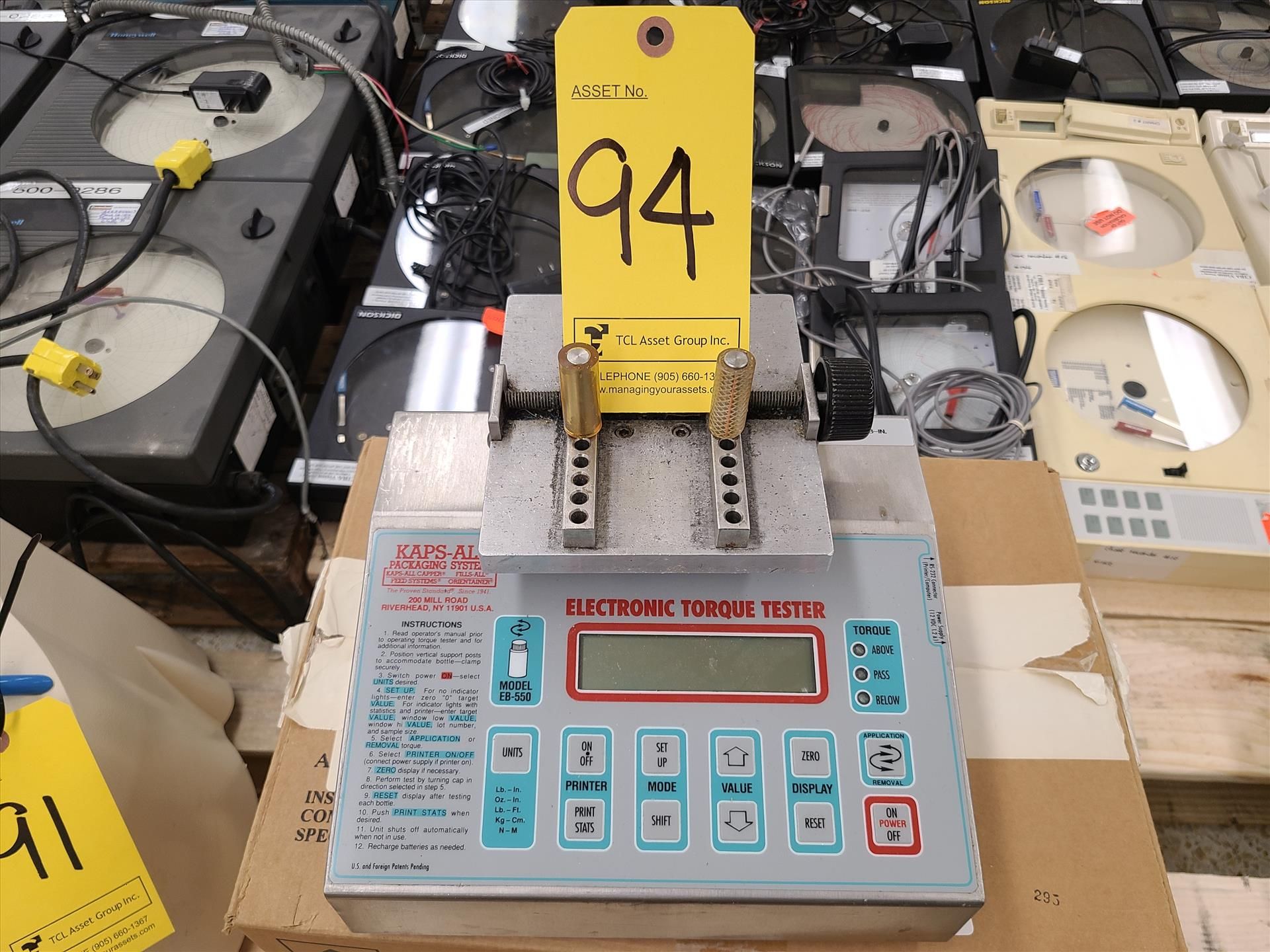 Kaps-all packaging system electronic torque tester, mod. EB-550, ser. no. 9377