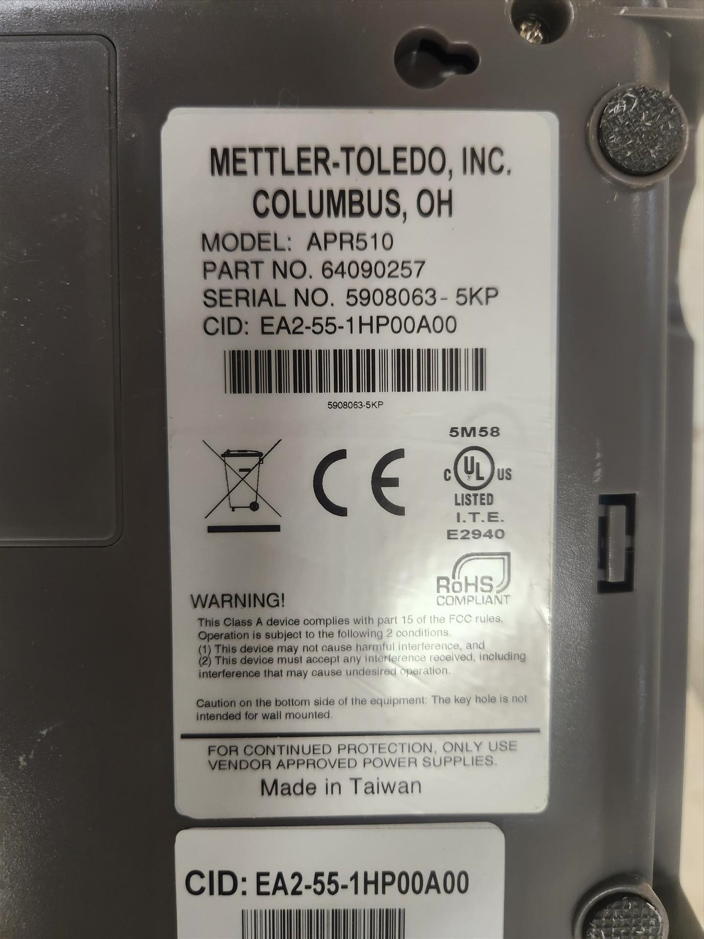 Mettler Toledo printer, mod. APR510 (excluding cords) - Image 2 of 2