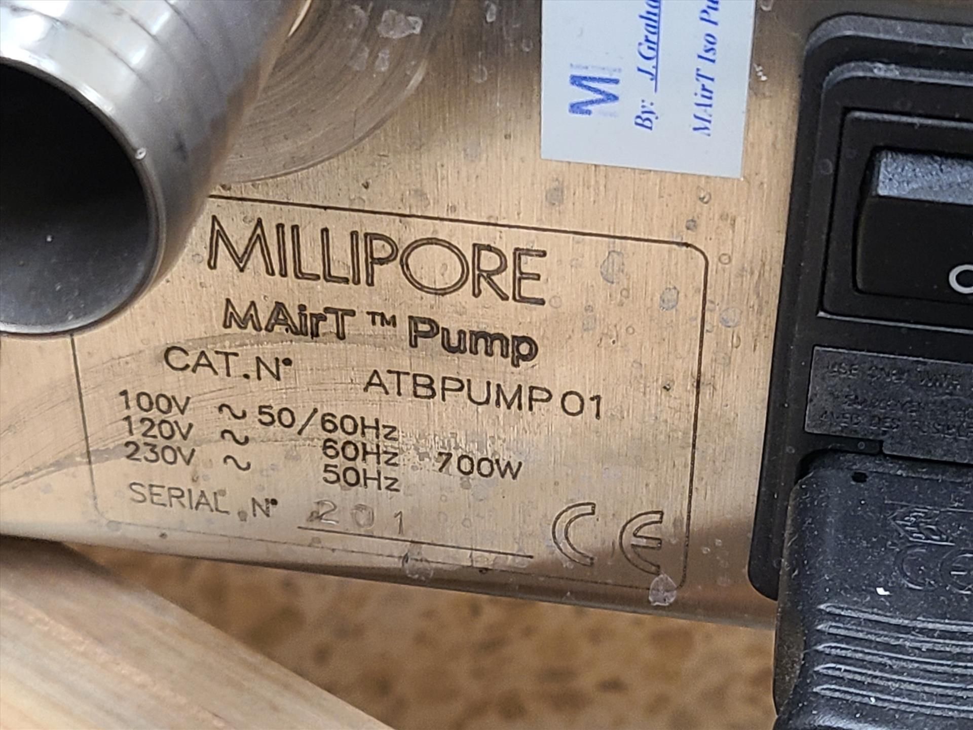 Millipore MAirT Isolator Pump, ser. no. 201, 100-230 volts, 50/60 Hz - Image 3 of 3