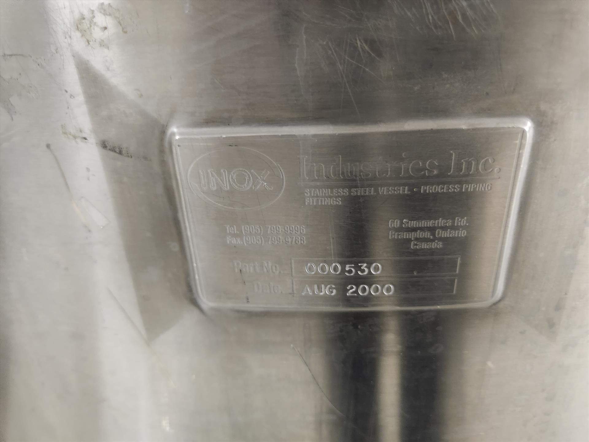 Inox tank, stainless steel, 500 L, open top w/ lid, bottom discharge, casters - Image 3 of 3