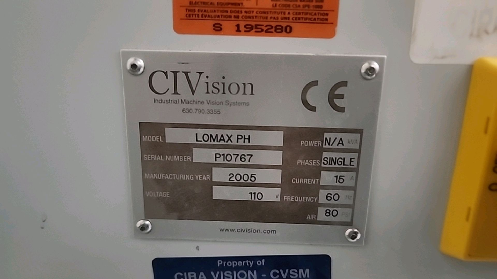 Civision mod. Lomax PH visual inspection system, ser. no. P10767 - Image 5 of 5