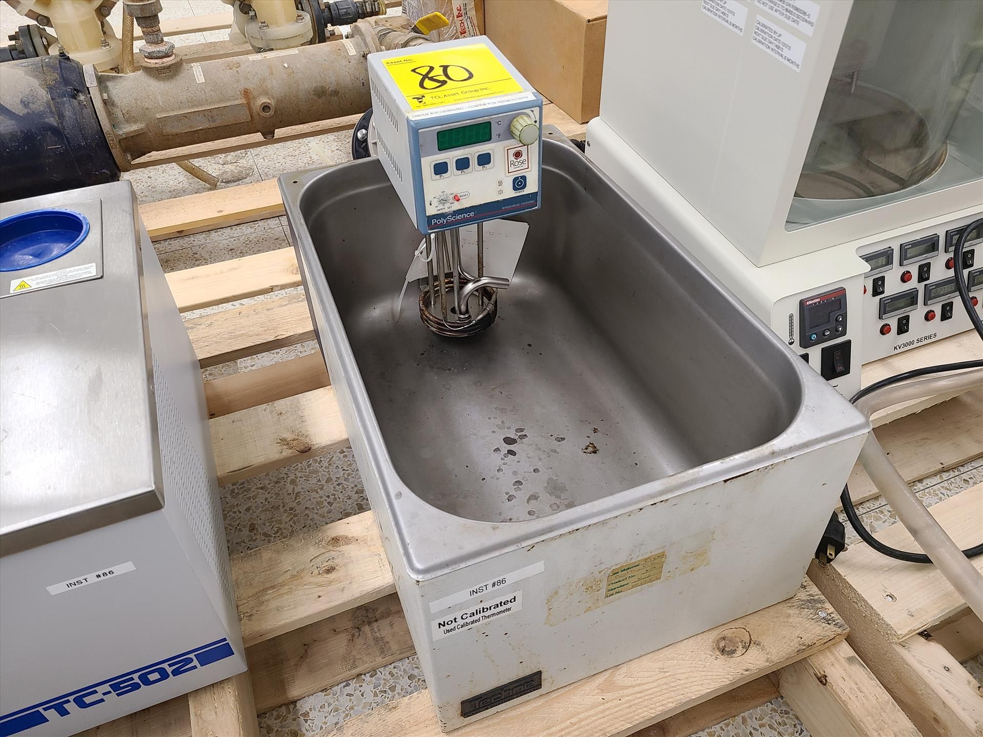 Techne Water Bath, w/ PolyScience temperature controller, mod. 7306, ser. no. G34485, 120 volts,