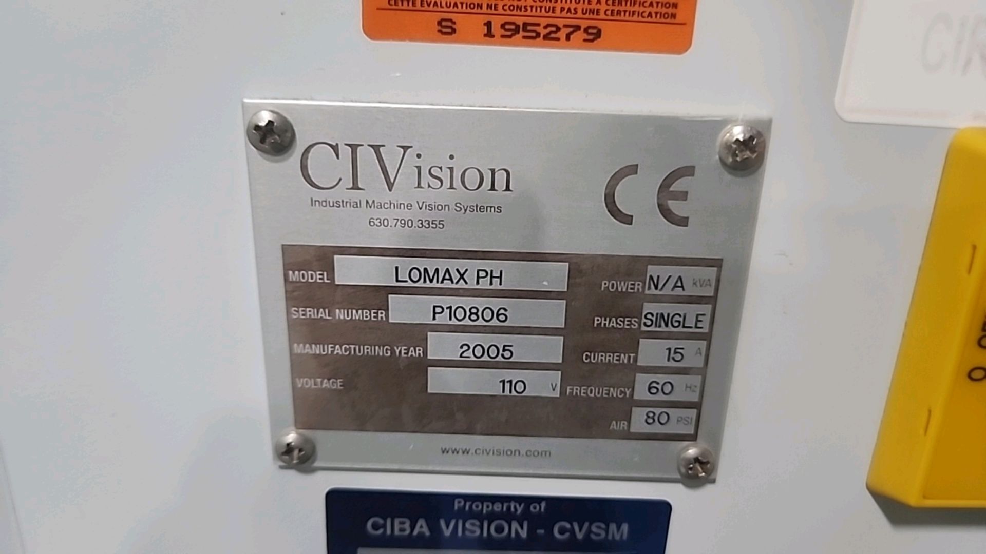 Civision mod. Lomax PH visual inspection system, ser. no. P10806 - Image 5 of 5