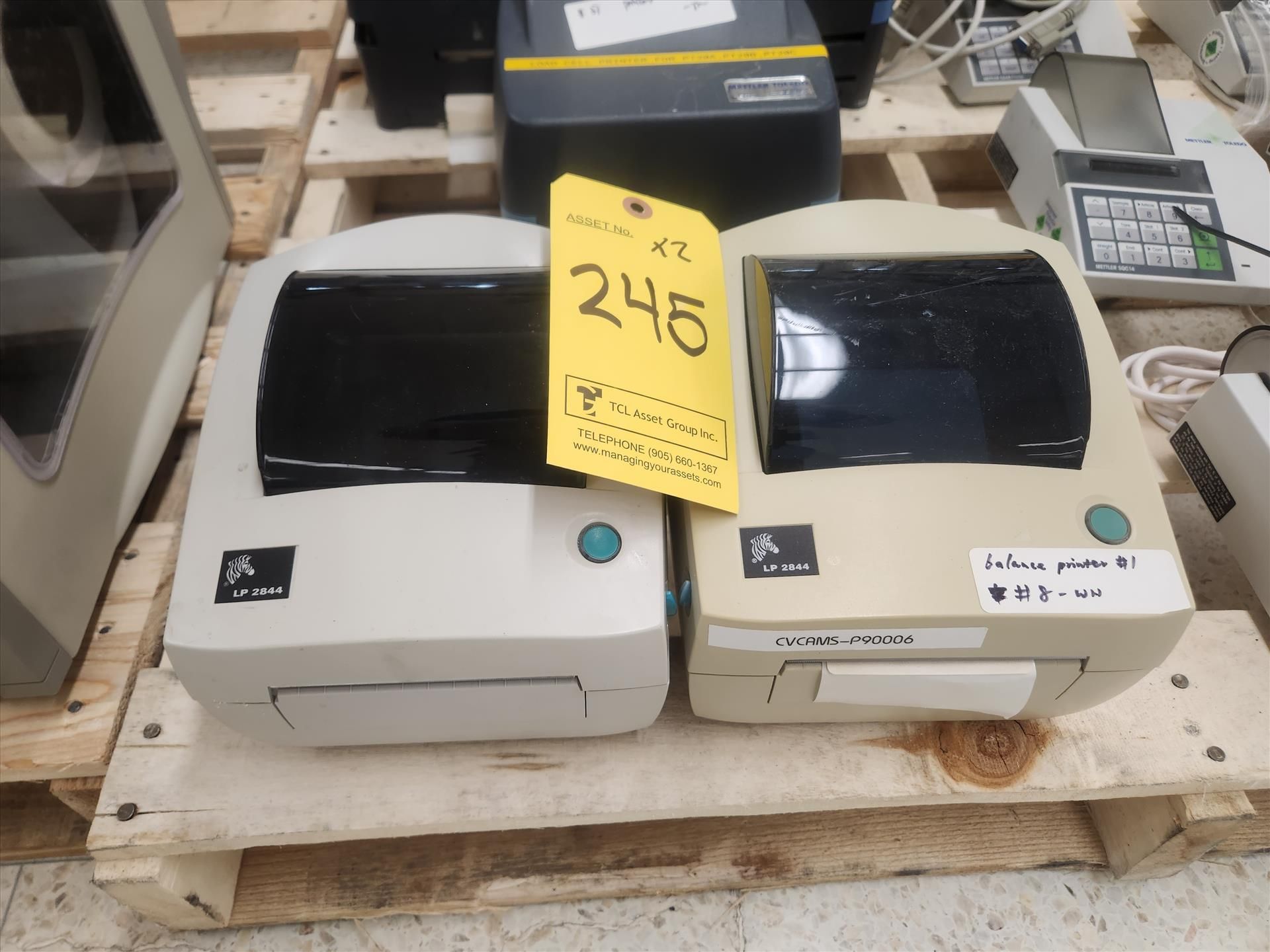 (2) Zebra printers, mod. LP2844 (excluding cords)