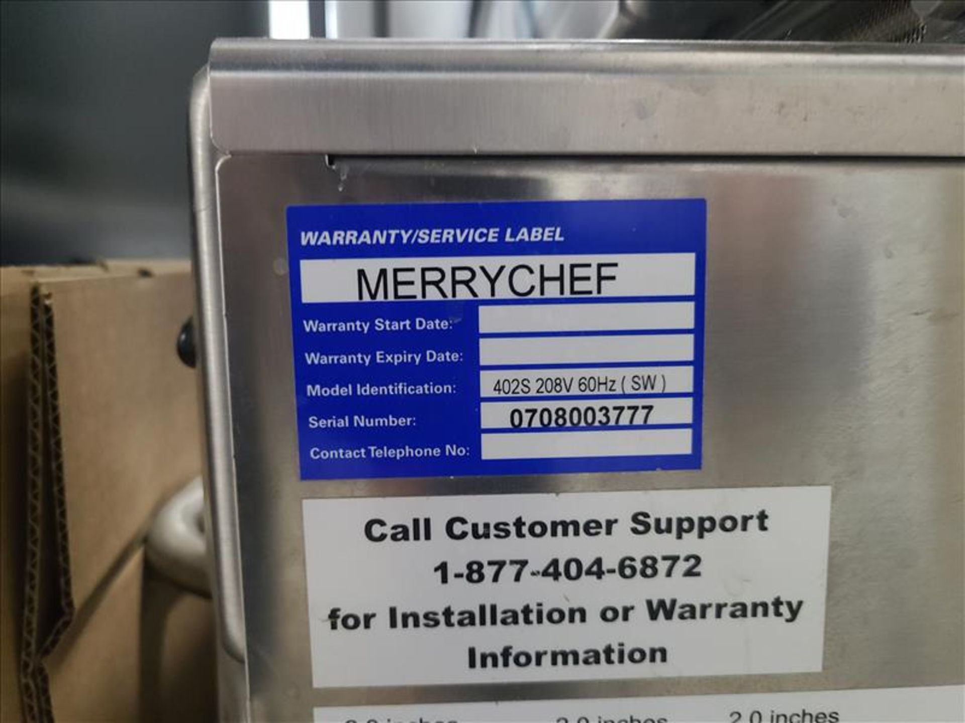 Merrychef Rapid Convection Oven, mod. 402S, ser. no. 0708003777, 208 volts, 60 Hz [Loc.Warehouse] - Image 3 of 3