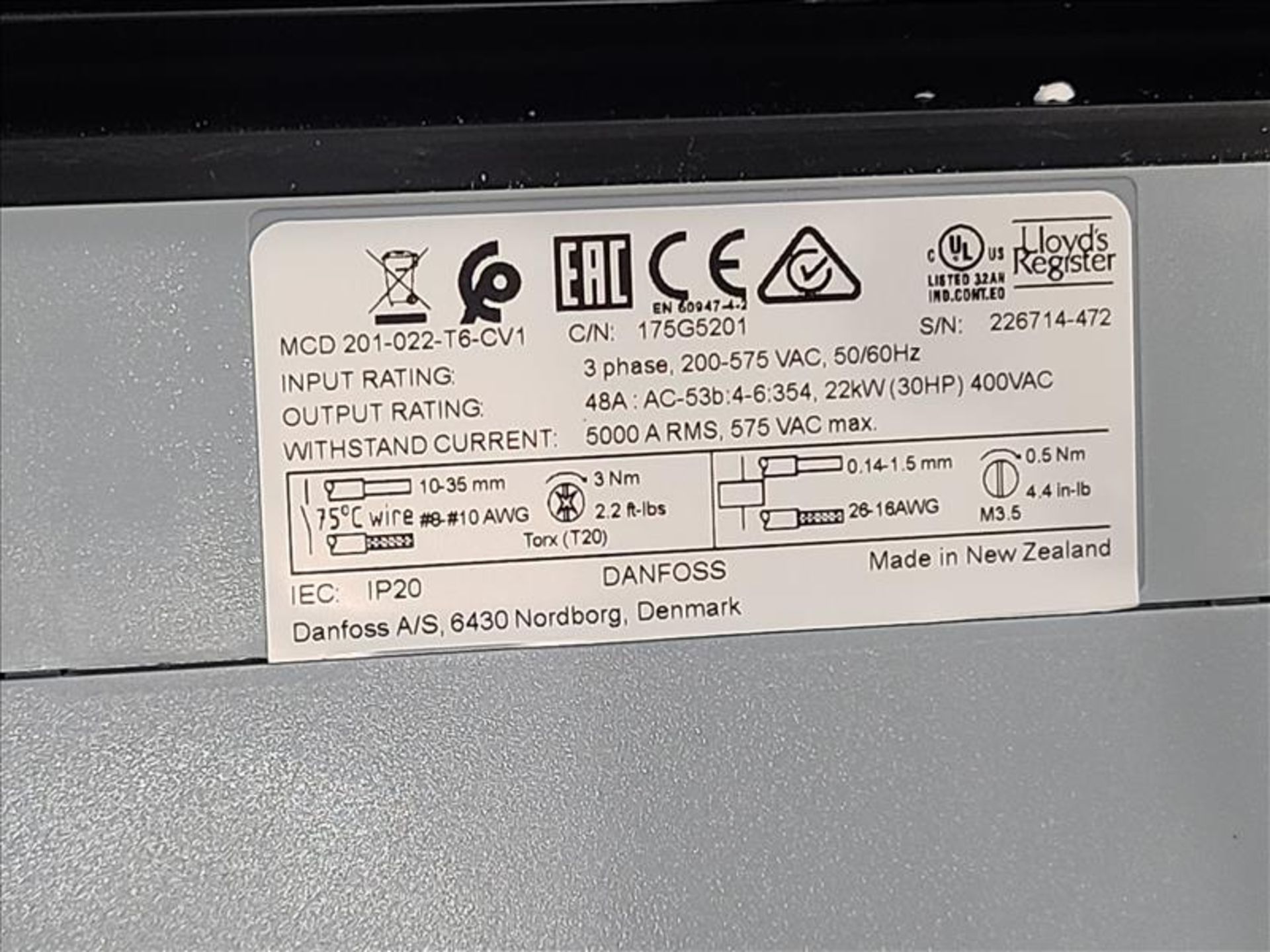 (2) Danfoss VLT Compact Starters, mod. MCD 201 [Loc.Extrusion Room] - Image 3 of 3