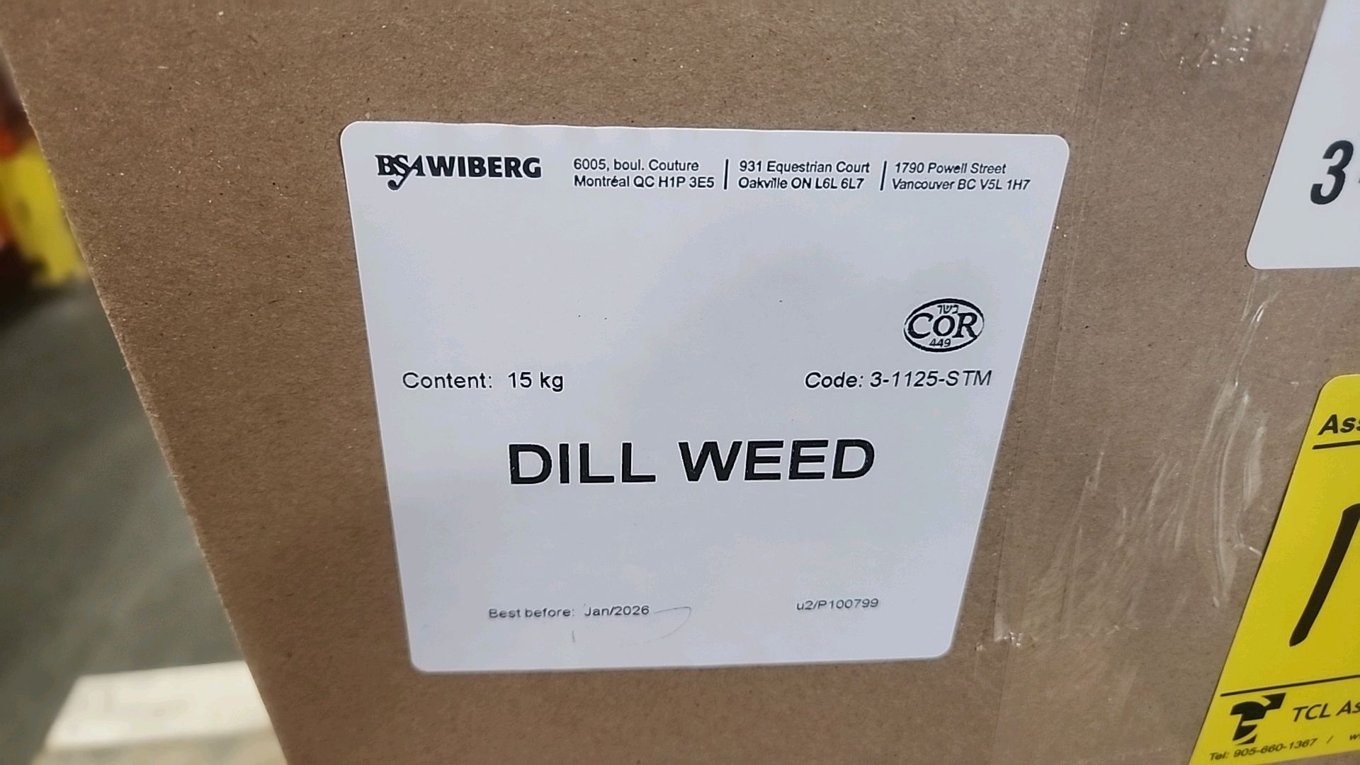 (2 boxes/15 kg ea. = 30 kg) BSA Wiberg steamed dill weed [Loc.Warehouse] - Image 2 of 3