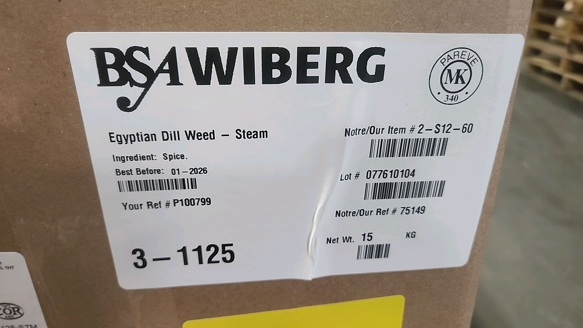 (2 boxes/15 kg ea. = 30 kg) BSA Wiberg steamed dill weed [Loc.Warehouse] - Image 3 of 3