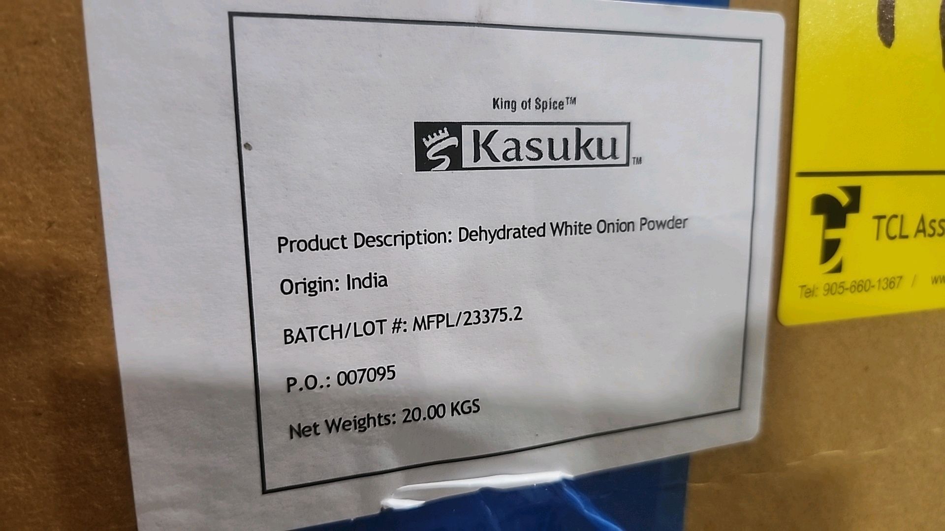 (10 boxes/20 kg = 200 kg) Kasuku dehydrated white onion powder [Loc.Warehouse] - Image 2 of 2