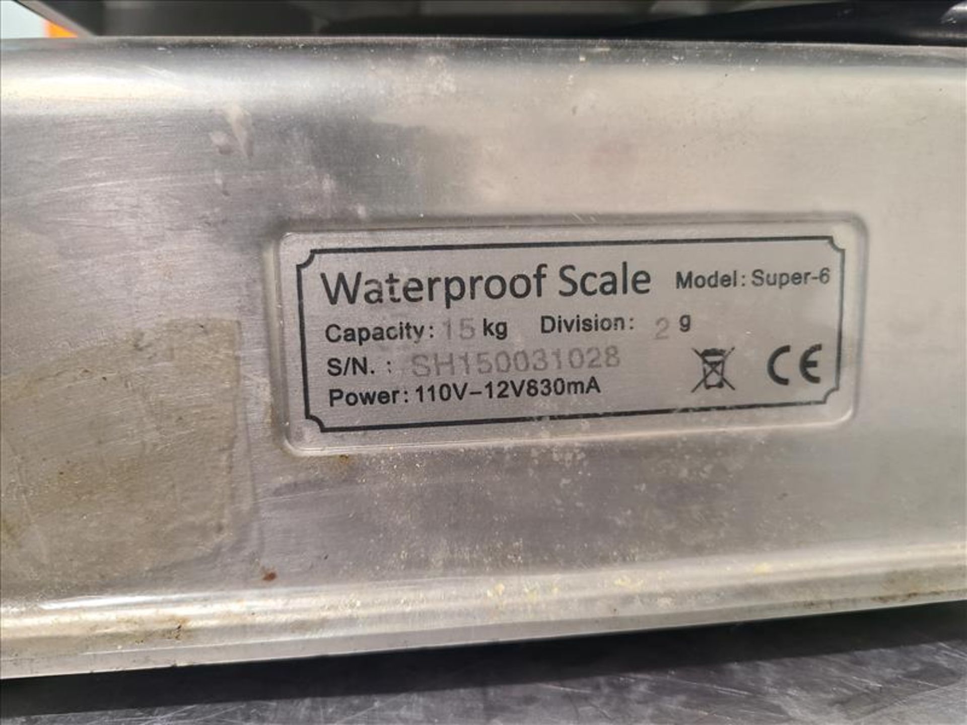 IP68 Waterproof Digital Scale, mod. Super-6, ser. no. SH150031028, 15 kg. capacity, 110 volts [Loc. - Image 2 of 2
