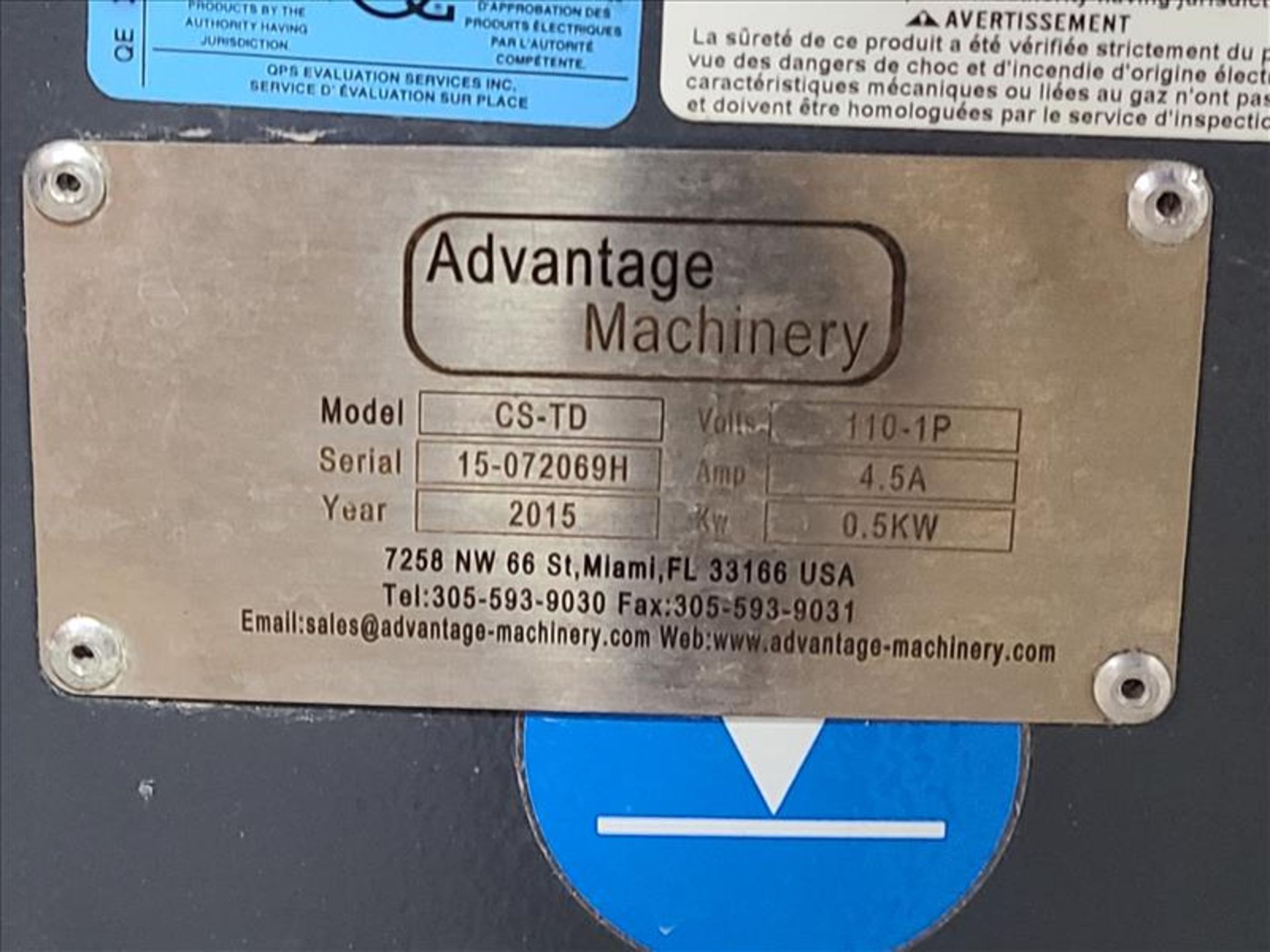 Advantage Machinery Automatic Case Carton Sealer, mod. CS-TD, ser. no. 15-072069H, 110 volts, 1 - Bild 3 aus 3
