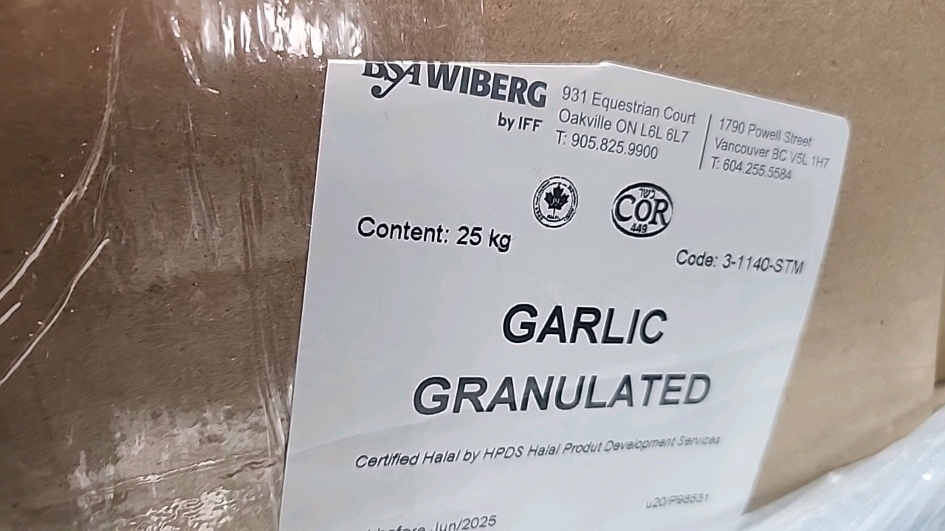 (3 boxes/25 kg ea. = 75 kg) BSA Wiberg granulated garlic 3-1140-STM [Loc.Warehouse] - Image 2 of 4