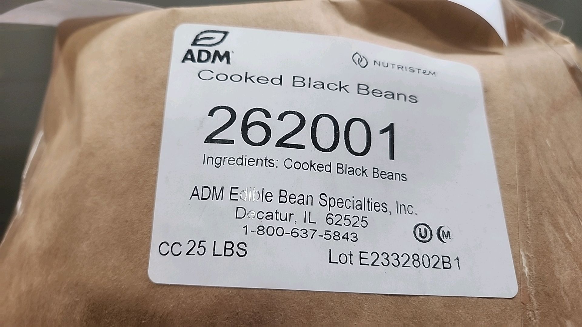 (1 pallet, 50 bags/25 lbs ea. = 1250 lbs) ADM quick cook black beans [Loc.Warehouse] - Image 2 of 2