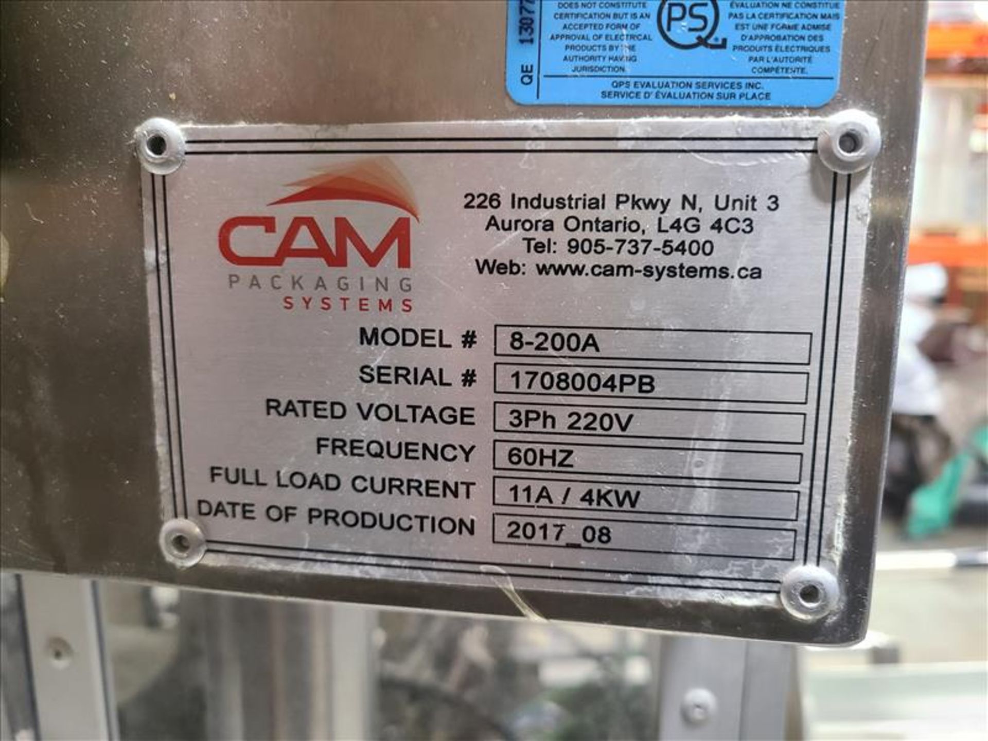CAM Packaging Systems Standup Bagger Filling System, mod. 8-200A, ser. no. 1708004PB, 220 volts, 3 - Bild 10 aus 14