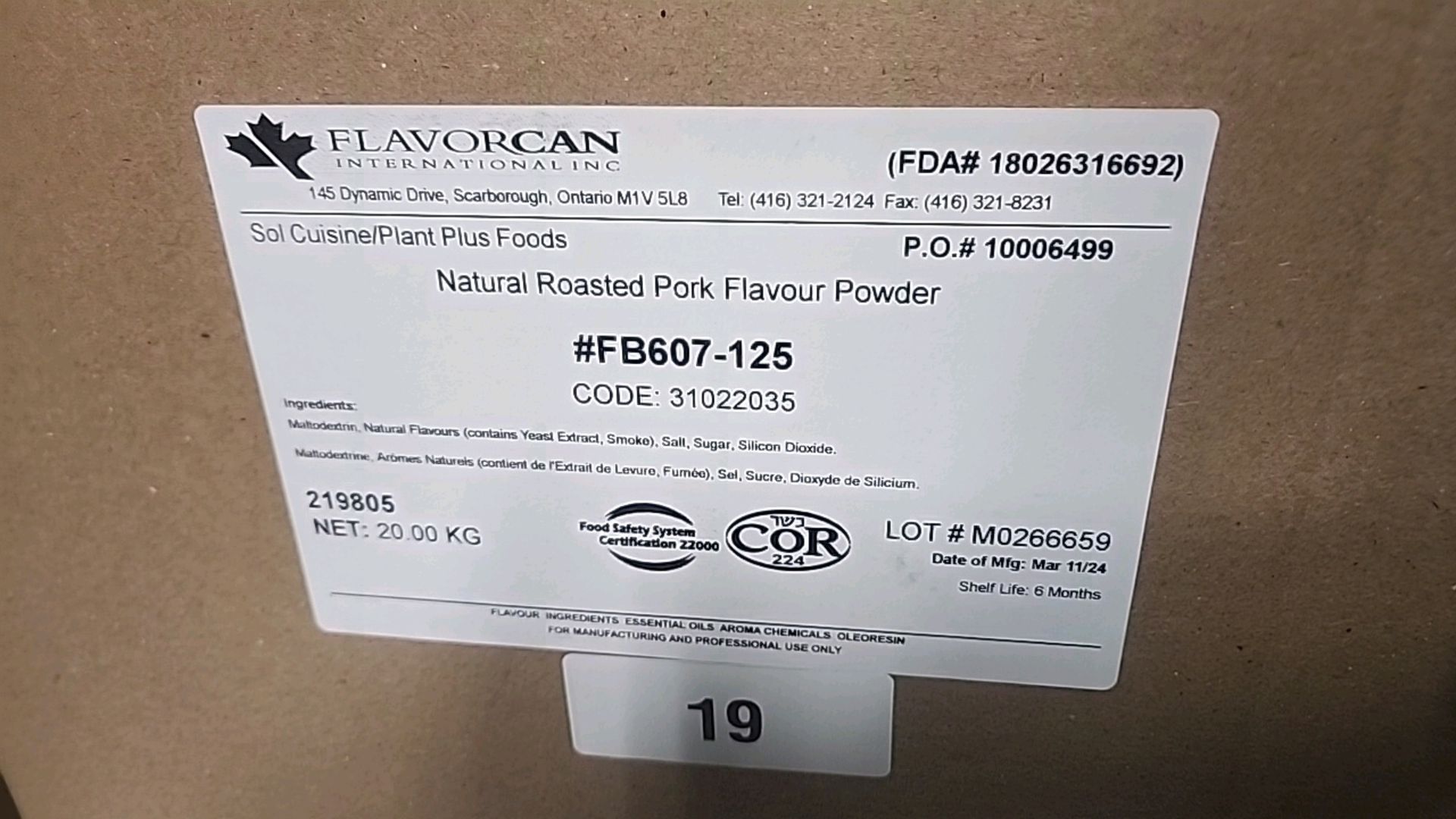 (5 boxes/20 kg ea. = 100 lbs) FlavorCan natural roasted pork flavor FB607-125 [Loc.Warehouse] - Image 2 of 2