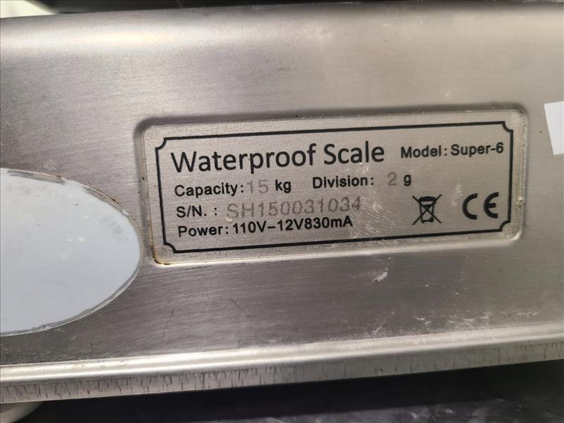 IP68 Waterproof Digital Scale, mod. Super-6, ser. no. SH150031034, 15 kg. capacity, 110 volts [Loc. - Image 2 of 2