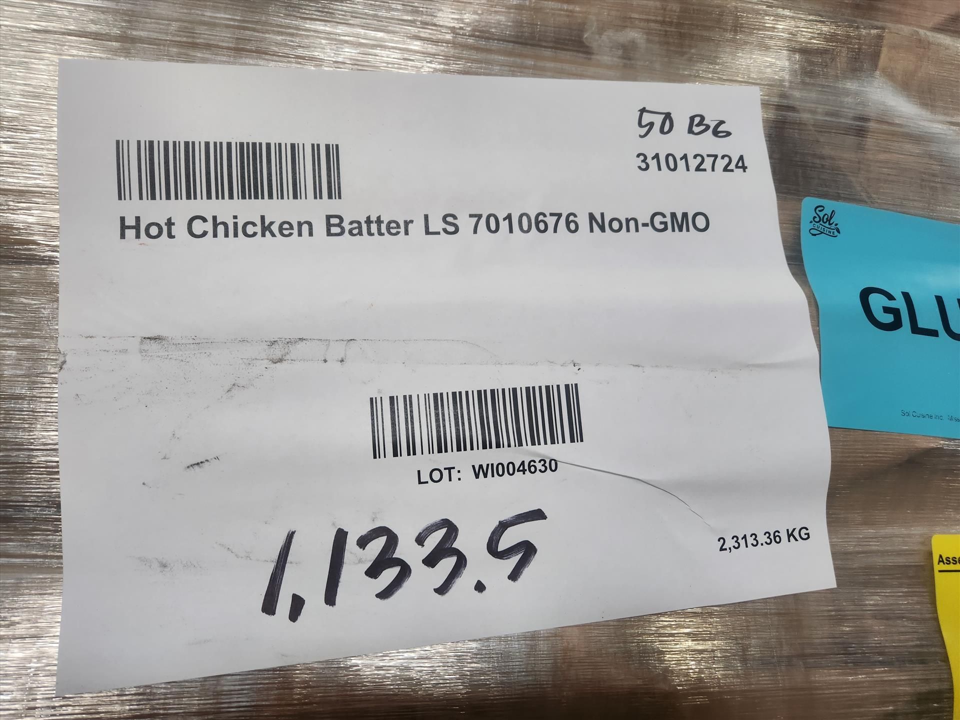 (4 pallets, 205 bags/50 lbs ea. = 10000 lbs) hot chicken batter LS 7010676 non-GMO [Loc.Warehouse] - Image 2 of 3