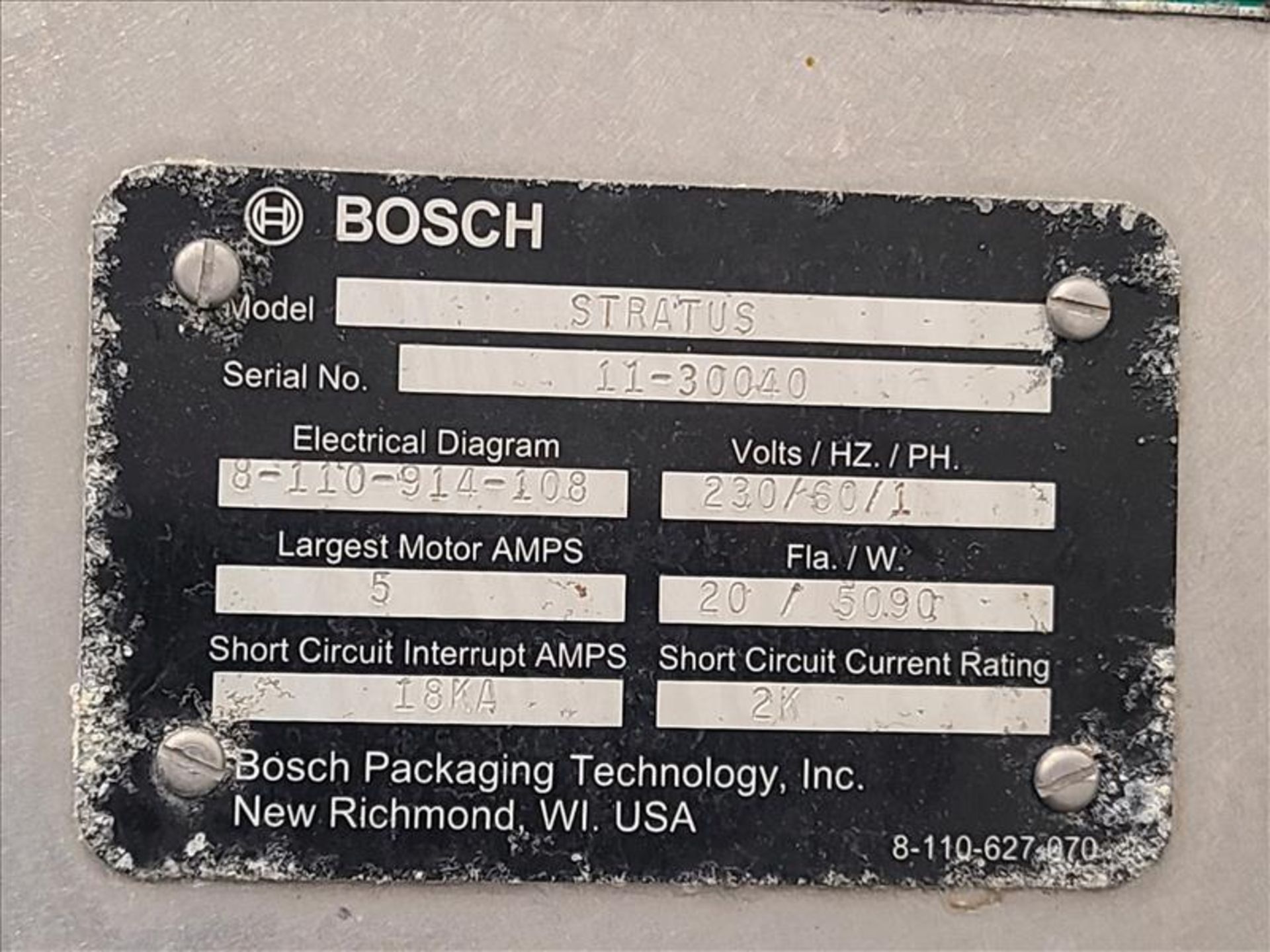 Doboy Bosch Horizontal Flow Wrapper, mod. Stratus, ser. no. 11-30040, 230 volts, 1 phase, 60 Hz [ - Image 5 of 5