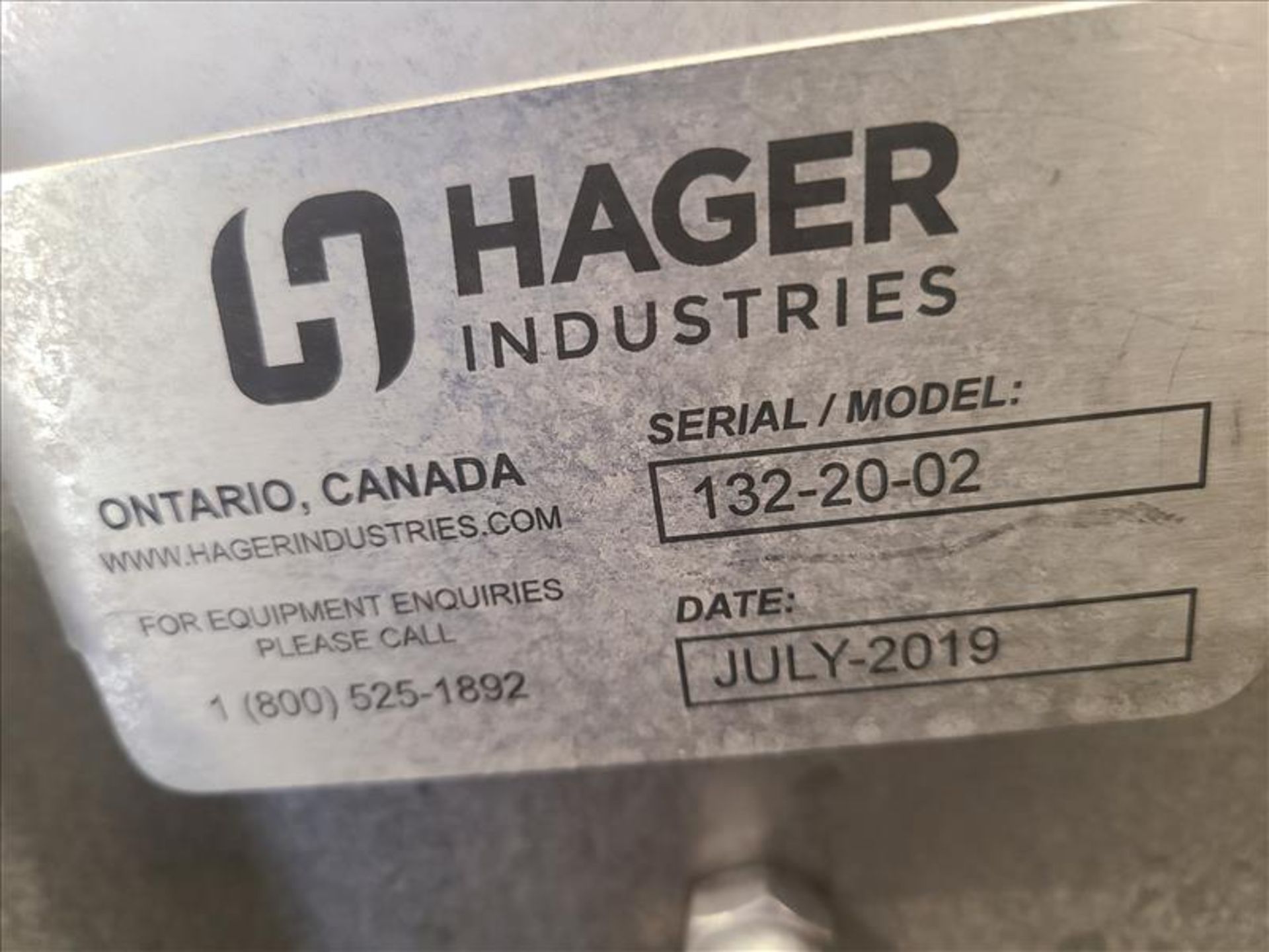 Hager Industries Fluted Belt Conveyor, mod./ser. no. 132-20-02, approx. 120 in. x 13 in., - Bild 5 aus 5