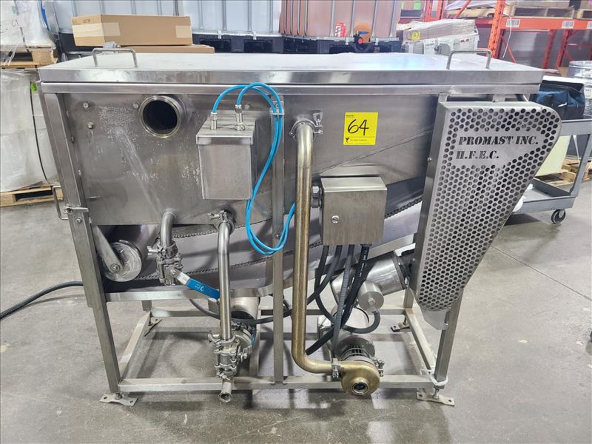 Promast H.F.E.C. Oil Filtration System, w/conveyor, approx. 46 in. x 12 in., (2) pumps and stainless