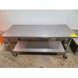 Table, stainless steel, casters, approx. 72 in. x 30 in. [Loc. Sanitation Room]