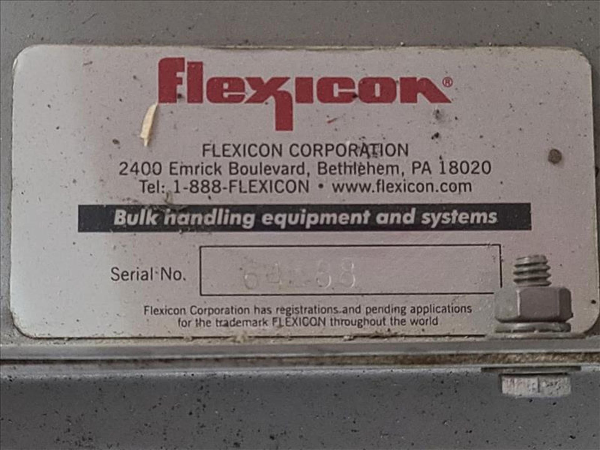 Flexicon Screw Conveyor, ser. no. 64 88, w/Flexicon hopper, approx. 32 in. x 32 in., screen, approx. - Image 2 of 7