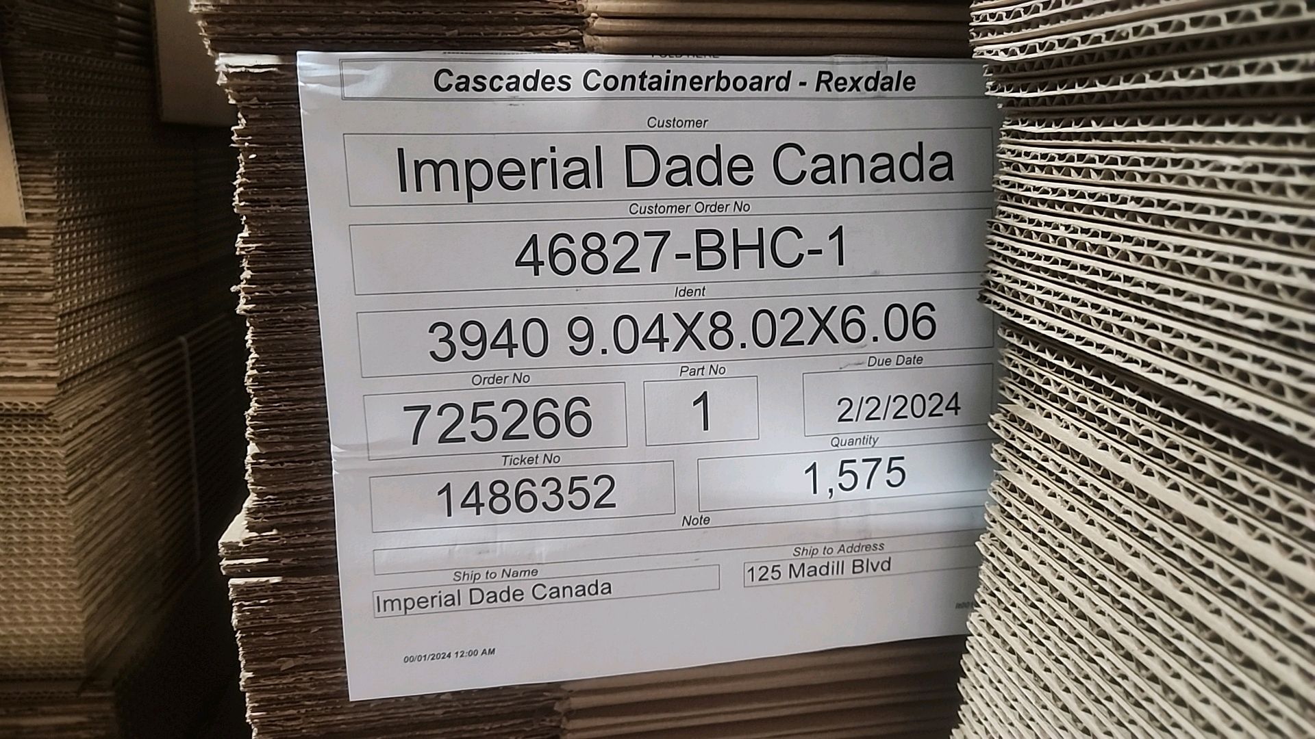 (approx. 4,600/5 pallets) NEW NON-BRANDED corrugated boxes, 46827-BHC-1, approx. 8.25 in. x 9.5 - Image 2 of 3