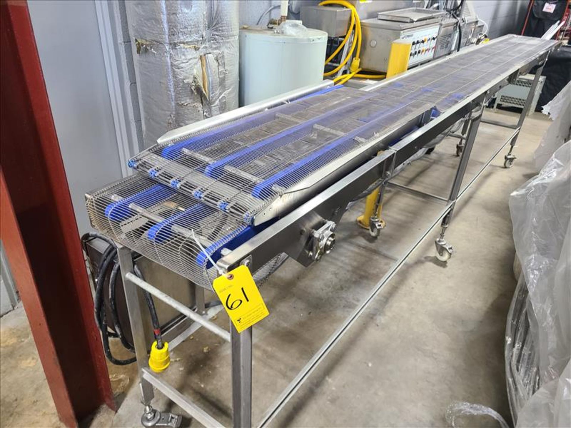 Hager Industries Mesh Belt Conveyor, mod./ser. no. 7535-01, approx. 188 in. x 16 in., w/ Keltech