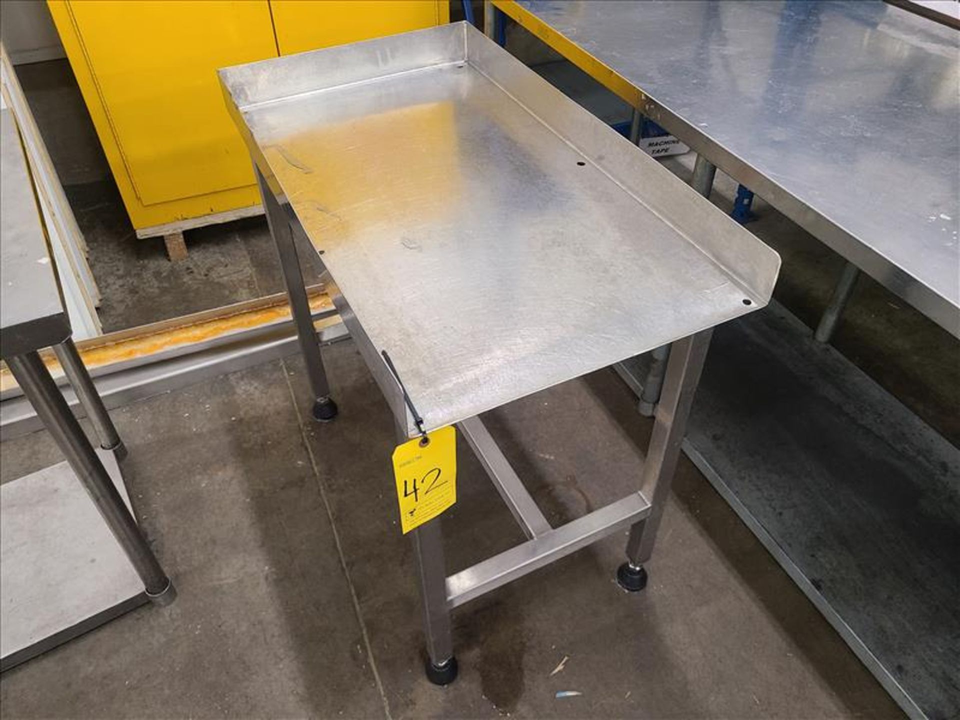 Table, stainless steel, approx. 36 in. x 20 in. [Loc. Line 2]