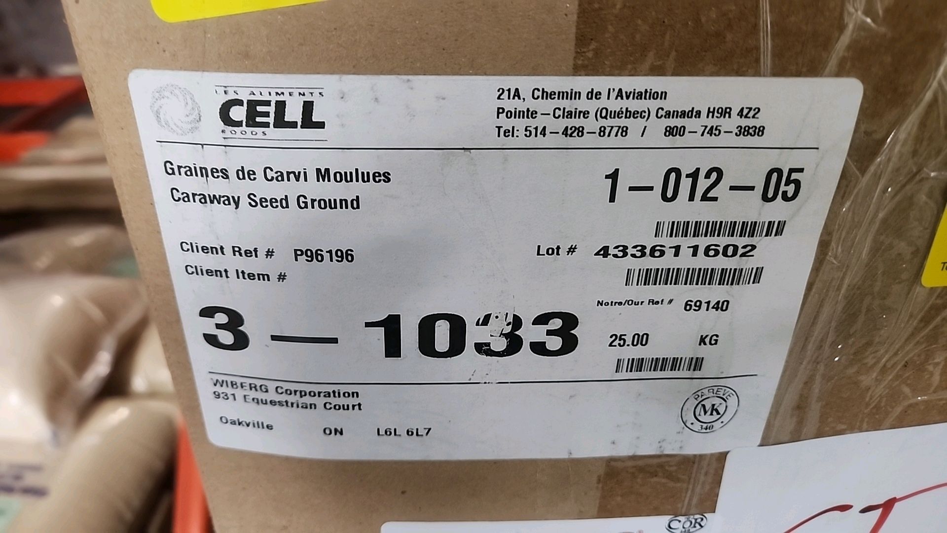 (1 box/25 kg = 25 kg) Cell Foods ground caraway seed [Loc.Warehouse] - Bild 2 aus 2
