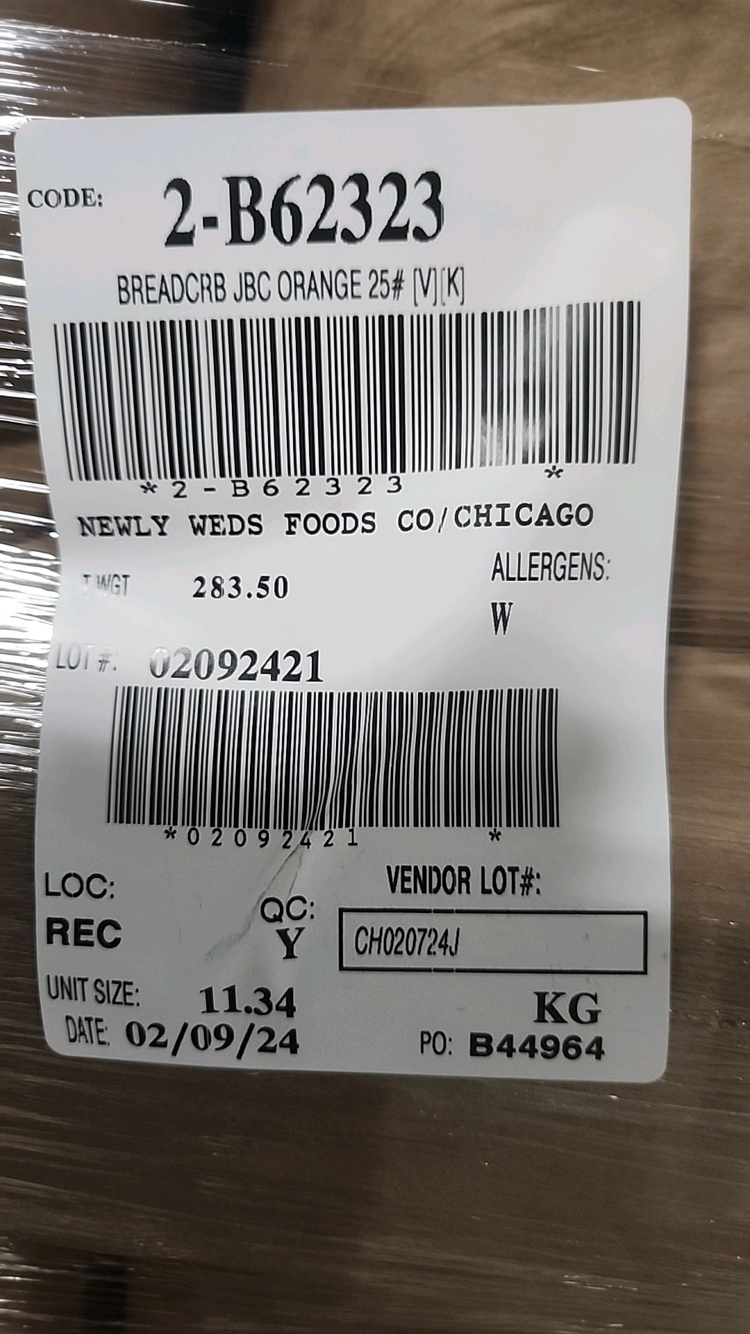 (18 pallets, 430 bags/25 lbs ea. = 10750 lbs) Newlyweds bread crumbs x1 [Loc.Warehouse] - Image 4 of 4