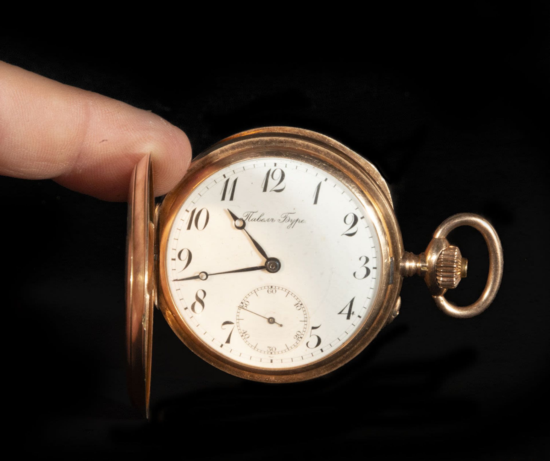 Elegant Paul Buhre/Faber Type pocket watch with 14k gold case from the year 1910-1911, .583 hallmark