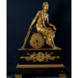 Great Empire Clock in Gilded and Blued Bronze representing Euterpe, French school of the 19th centur