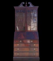 Antique English Victorian bureau showcase in solid mahogany from the 18th - early 19th century