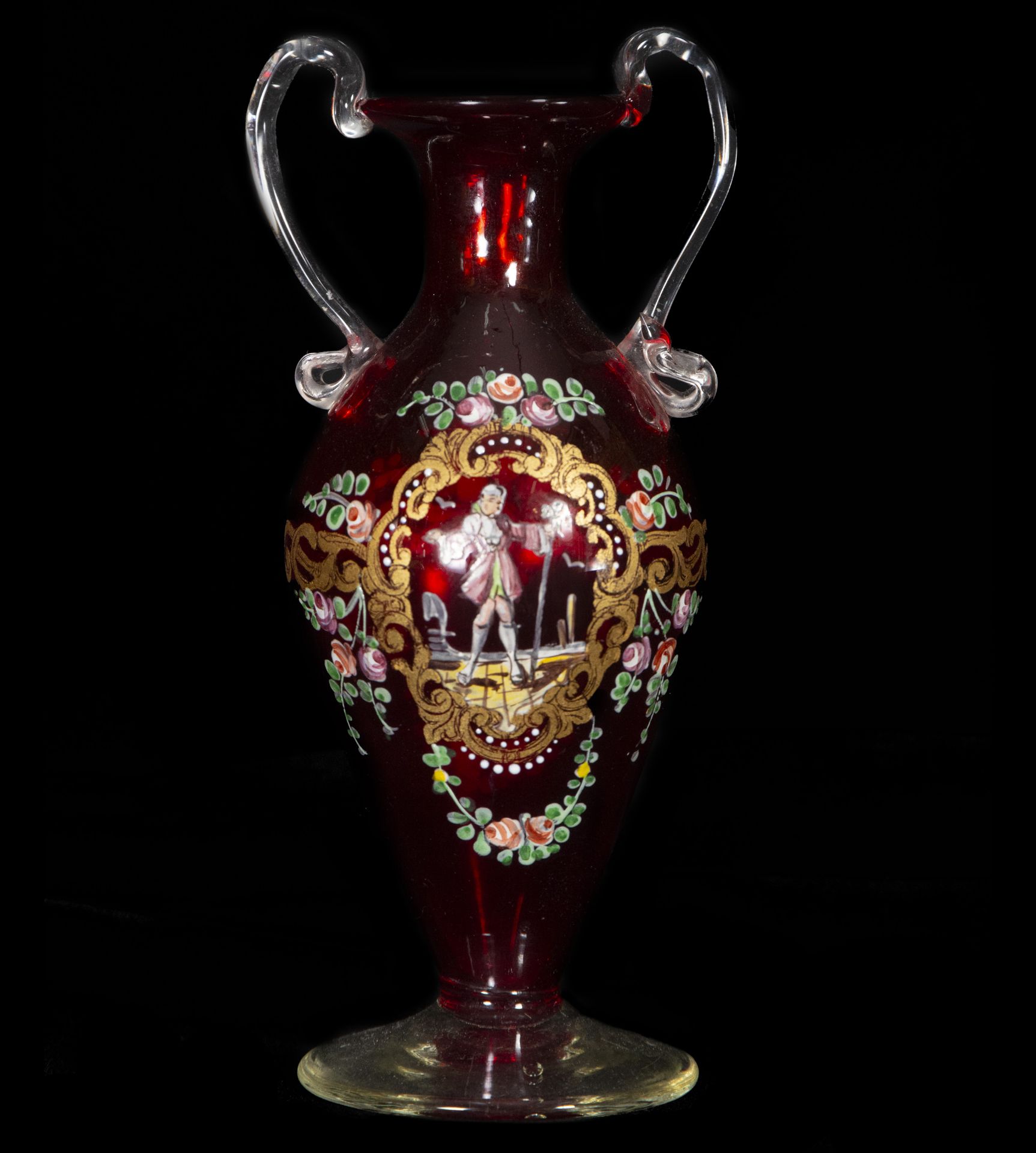Bohemian glass cup and bottle, 19th century - Image 2 of 6