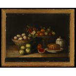 Still life of fruits with pastries, 18th century Italian school