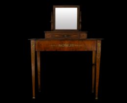 Elegant Carlos IV bedroom dressing table with mirror in mahogany palm, late 18th century