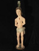 Large Life Size Medieval Gothic St Sebastien Tuscany Italian work of the 14th - 15th Centuries