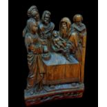 Presentation of Jesus at the Temple, Large German Gothic style carving in oak, 18th - 19th century
