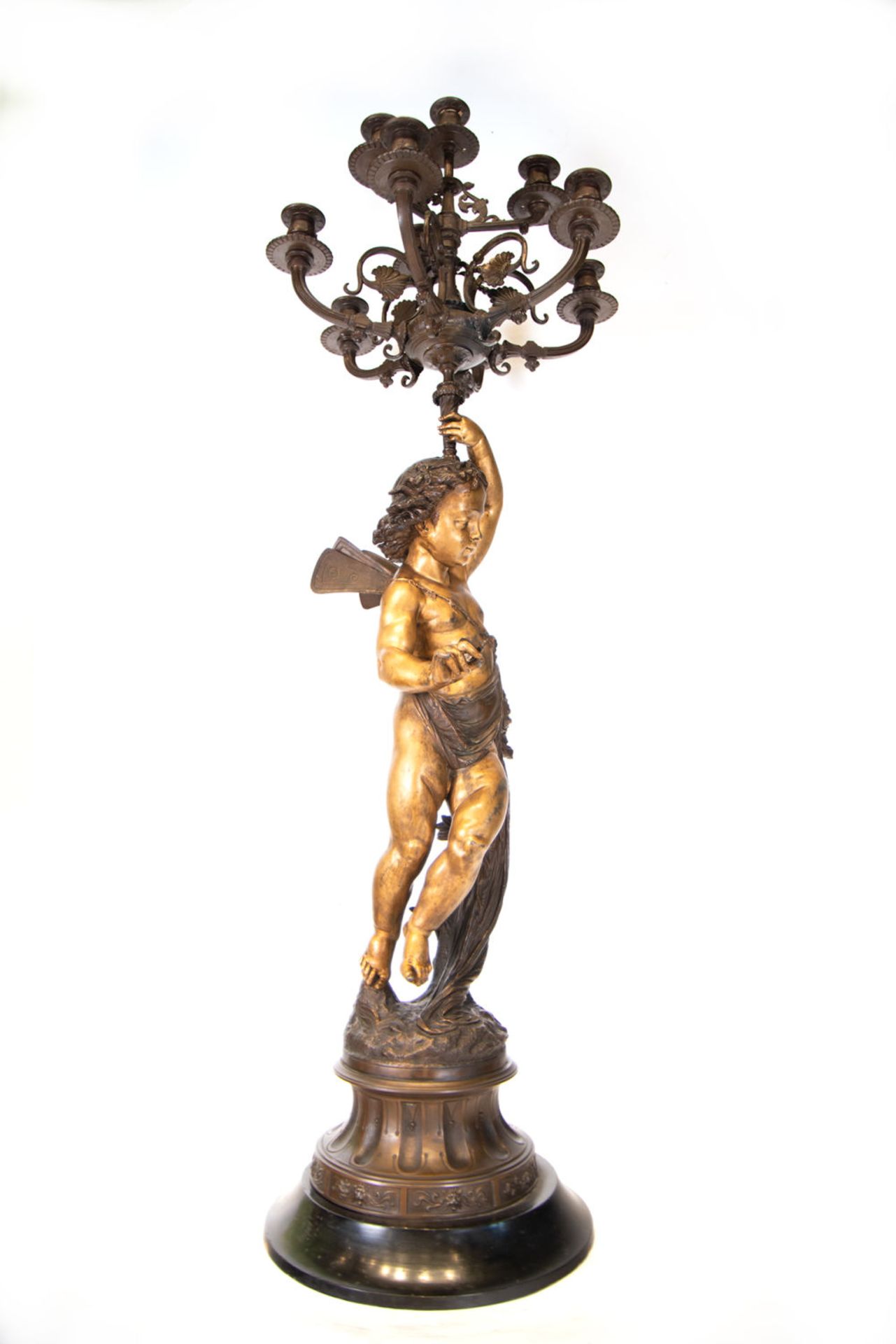 Massive Pair of French 19th Gilt Bronze Torcheres in the manner of Jean Baptiste Carpeaux NO RESERVE - Image 7 of 9