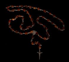 Rosary in sterling silver and amber, 19th C