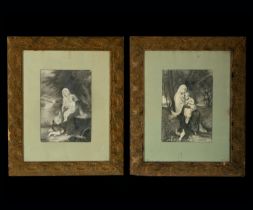 Pair of Charcoals, 20th century, signed