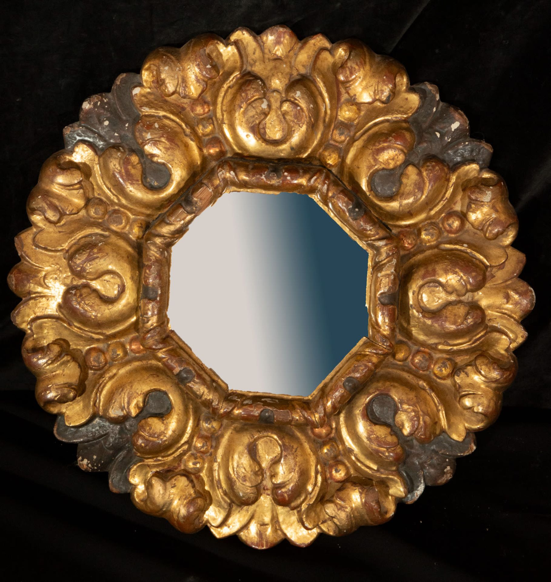 Octagonal Cornucopia Mirror Frame, Mexico, 17th century