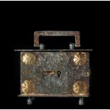 Plateresque cash box from the 16th century, in forged steel