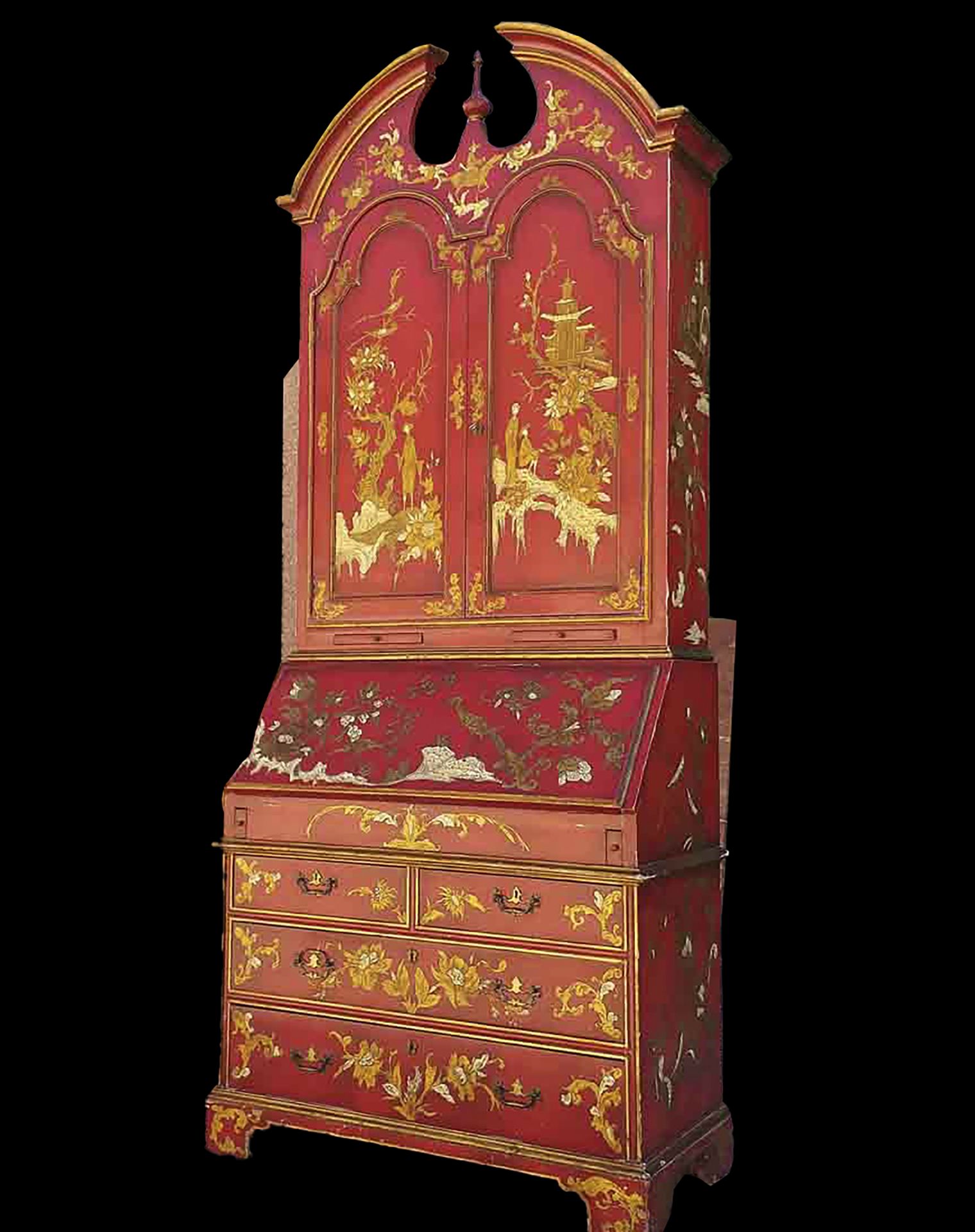 Spectacular Mallorcan Secretariat Wardrobe with English Regency style chest of drawers with Chinese  - Image 2 of 10