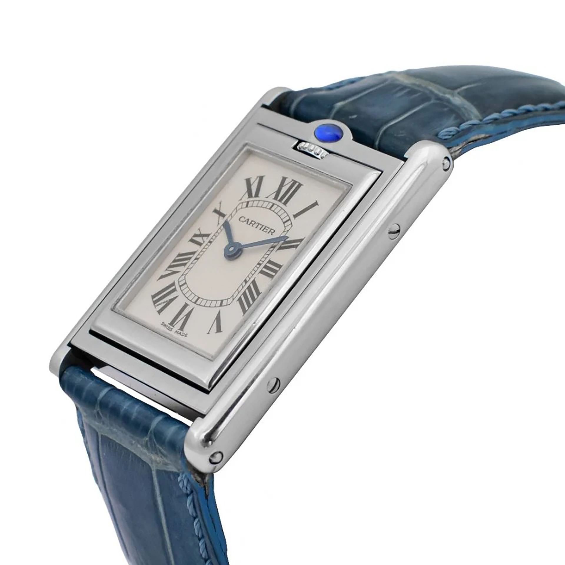 Elegant Cartier Tank Tilting Wristwatch for Men, in steel, year 1999 - Image 2 of 5